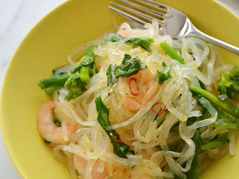 ゼンパスタで菜の花のぺペロンチーノ